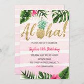 Aloha Pineaple Pink zum Geburtstag Einladung (Vorne/Hinten)