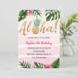 Aloha Pineaple Pink zum Geburtstag Einladung