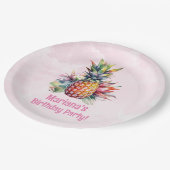 Aloha Pineaple Summer Birthday Party Pappteller (Schrägansicht)