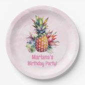 Aloha Pineaple Summer Birthday Party Pappteller (Vorderseite)