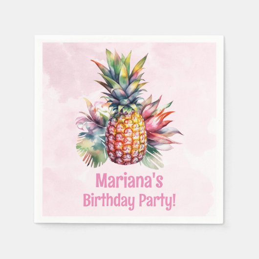Aloha Pineaple Summer Birthday Party Serviette (Vorderseite)