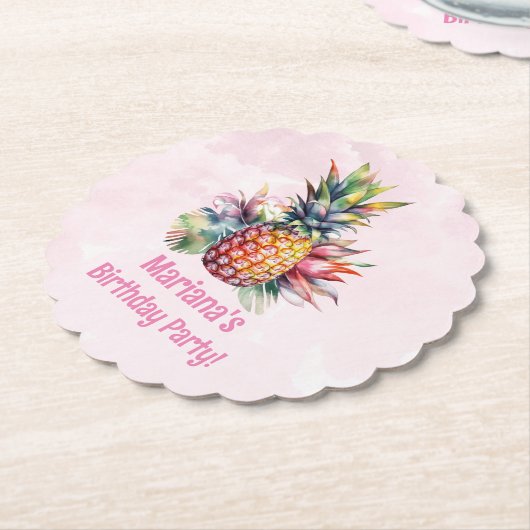 Aloha Pineaple Summer Birthday Party Untersetzer (angewinkelt)