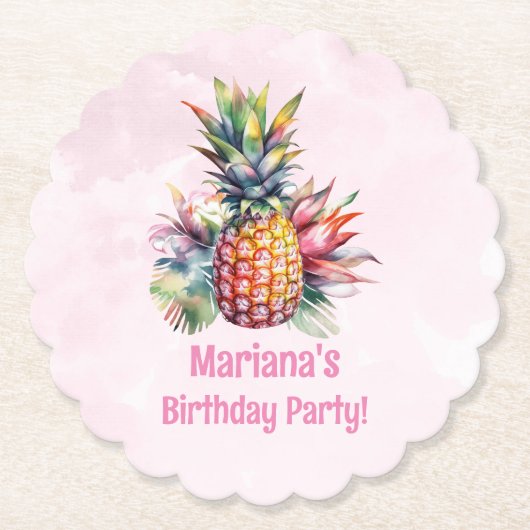 Aloha Pineaple Summer Birthday Party Untersetzer (Vorderseite)