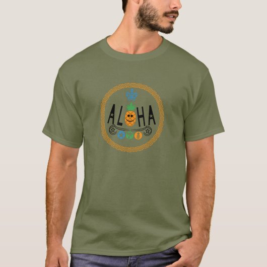Aloha Pineappdesign - Dark T - Shirt (Vorderseite)