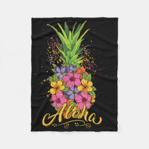 Aloha Pineappel Hibiskus Women Teen Girl Hawaiian Fleecedecke