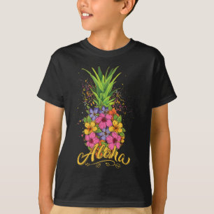 Aloha Pineappel Hibiskus Women Teen Girl Hawaiian T-Shirt