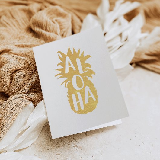 Aloha Pineappgoldfoil Stationery Card Folienkarte