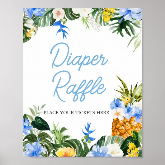 Aloha Pineapple Baby Shower Diaper Raffle Sign Poster (Vorne)