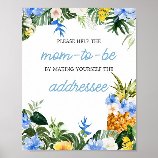 Aloha Pineapple Baby Shower Envelope Station Sign Poster (Vorne)