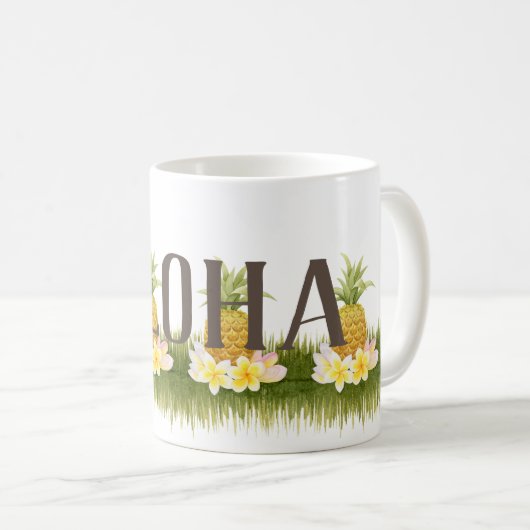 Aloha Pineapple Border Kaffeetasse (VorderseiteRechts)