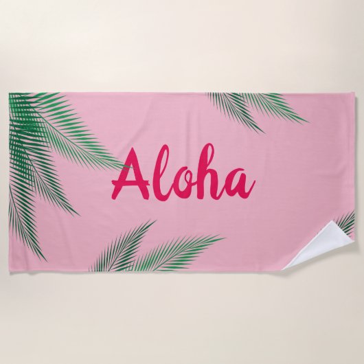 Aloha Pink Beach Handtuch (Vorderseite)
