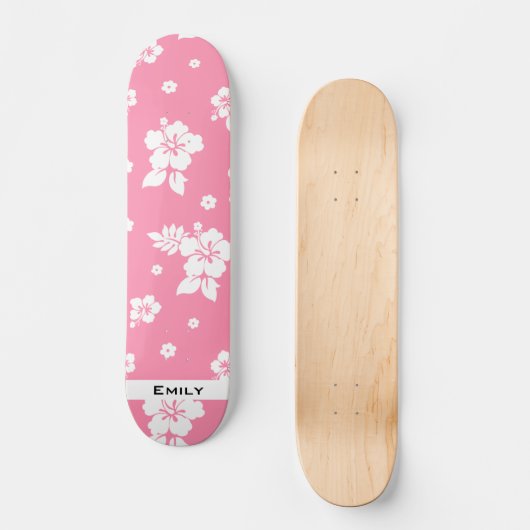 Aloha Pink Classic Hawaiian Seamless Pattern Skateboard (Vorderseite)