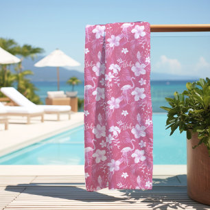 Aloha Pink Flamingo Strandtuch