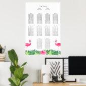 Aloha Pink Flamingo Tropical Wedding Plan Poster (Heimbüro)
