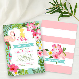Aloha Pink Flamingo Tropischer Abschluss Luau Part Einladung