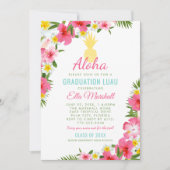 Aloha Pink Gelbe Ananas Abschluss Luau Party Einladung (Vorderseite)