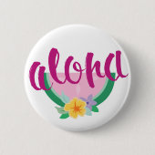 "Aloha" Pink & Green Watermelon Tropical Slice Button (Vorderseite)