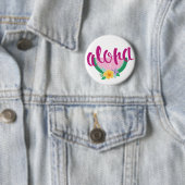 "Aloha" Pink & Green Watermelon Tropical Slice Button (Beispiel)