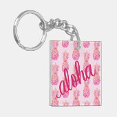 Aloha Pink Pineapple Square Schlüsselanhänger Mini (Vorderseite links)