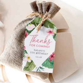 Aloha Pink Tropical Floral Geburtstag Geschenkanhänger