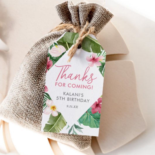 Aloha Pink Tropical Floral Geburtstag Geschenkanhänger