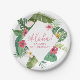 Aloha Pink Tropical Floral Geburtstag Pappteller