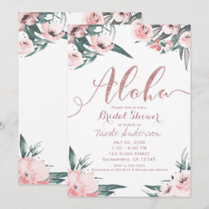 Aloha Pink Tropical Sommer Floral Hochzeitsdusche Einladung
