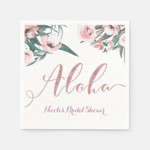 Aloha Pink Tropical Summer Floral Brautparty Serviette