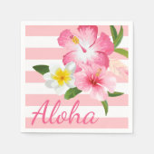 Aloha Pink Tropische Blume und Streifen Serviette (Vorderseite)