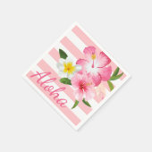 Aloha Pink Tropische Blume und Streifen Serviette (Ecke)