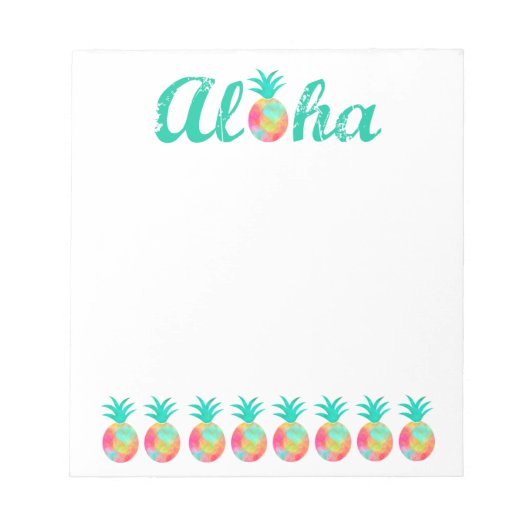 Aloha Pink Wasserfarben Ananas Notizblock (Vorderseite)