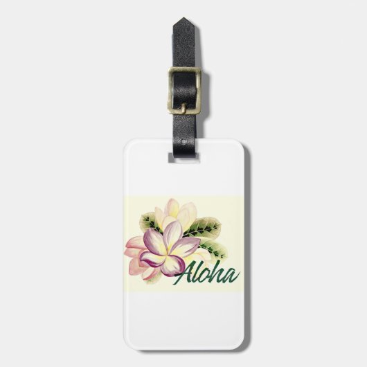 Aloha Plumeria Gepäckanhänger (Vorderseite vertikal)