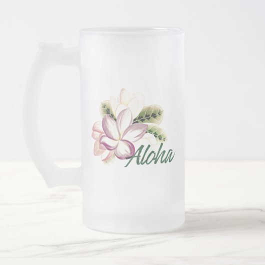 Aloha Plumeria Mattglas Bierglas (Links)