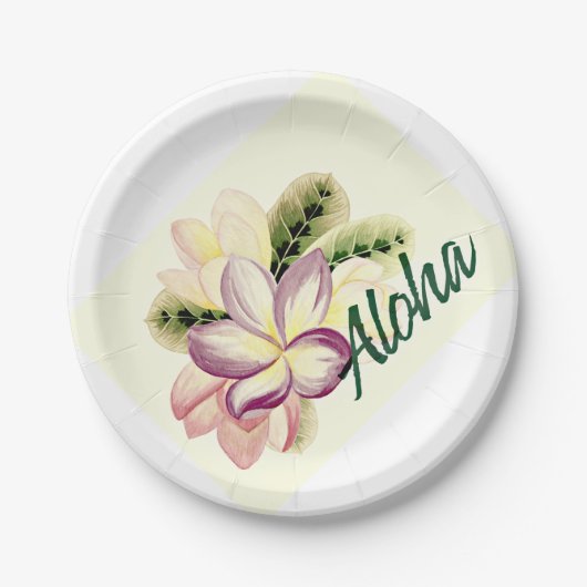 Aloha Plumeria Pappteller (Vorderseite)