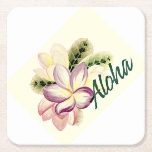 Aloha Plumeria Rechteckiger Pappuntersetzer