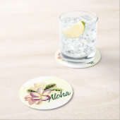 Aloha Plumeria Runder Pappuntersetzer (Vor Ort)