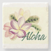 Aloha Plumeria Steinuntersetzer (Vorderseite)