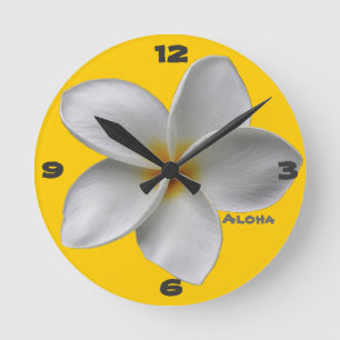Aloha Plumeria Wall Clock Runde Wanduhr