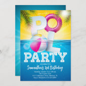 Aloha Pool Party Floral Geburtstag Einladung (Vorne/Hinten)