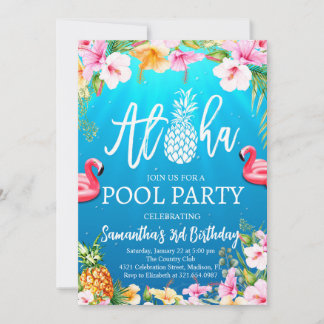 Aloha Pool Party Geburtstag Einladung