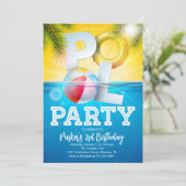 Aloha Pool Party Geburtstag Einladung (Stehend Vorderseite)