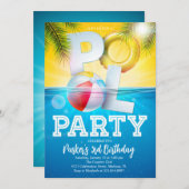 Aloha Pool Party Geburtstag Einladung (Vorne/Hinten)