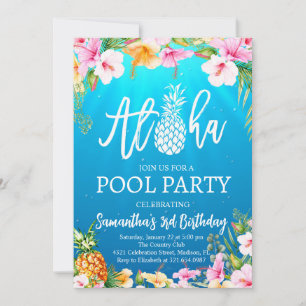 Aloha Pool Party Geburtstag Einladung
