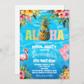 Aloha Pool Party Geburtstag Einladung (Vorne/Hinten)