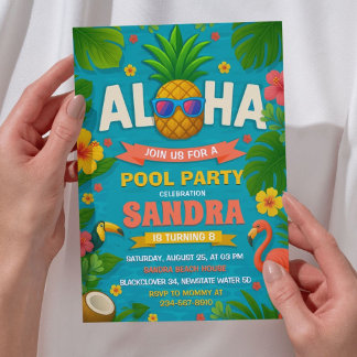 Aloha Pool Party Geburtstag Einladung