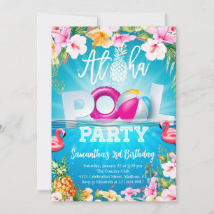 Aloha Pool Party Geburtstag Einladung