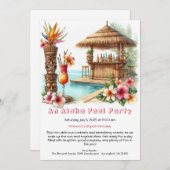 Aloha Pool Party Geburtstagsfeier Einladung - Trop (Vorne/Hinten)