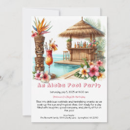 Aloha Pool Party Geburtstagsfeier Einladung - Trop