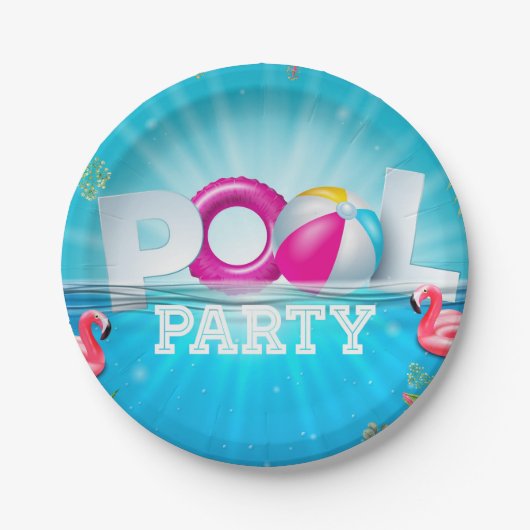 Aloha Pool Party Pappteller (Vorderseite)
