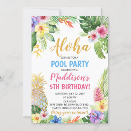 Aloha Pool Party Tropische Ananas Geburtstag Einladung